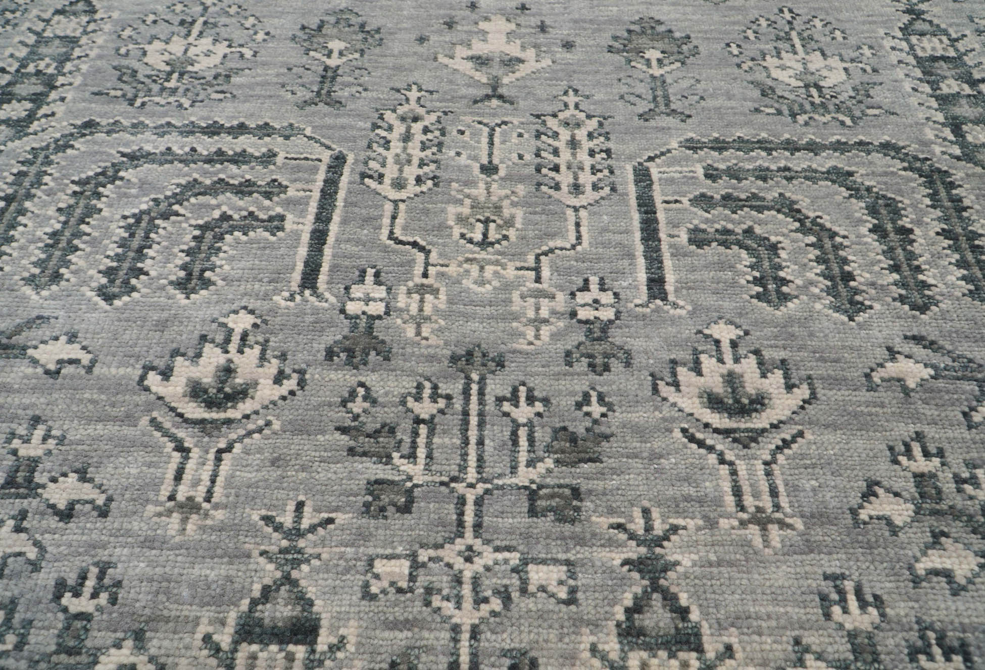 Gwendolen 8x10 Hand Knotted Turkish Oushak  100% Wool Traditional Oriental Area Rug Tone On Tone Gray Color