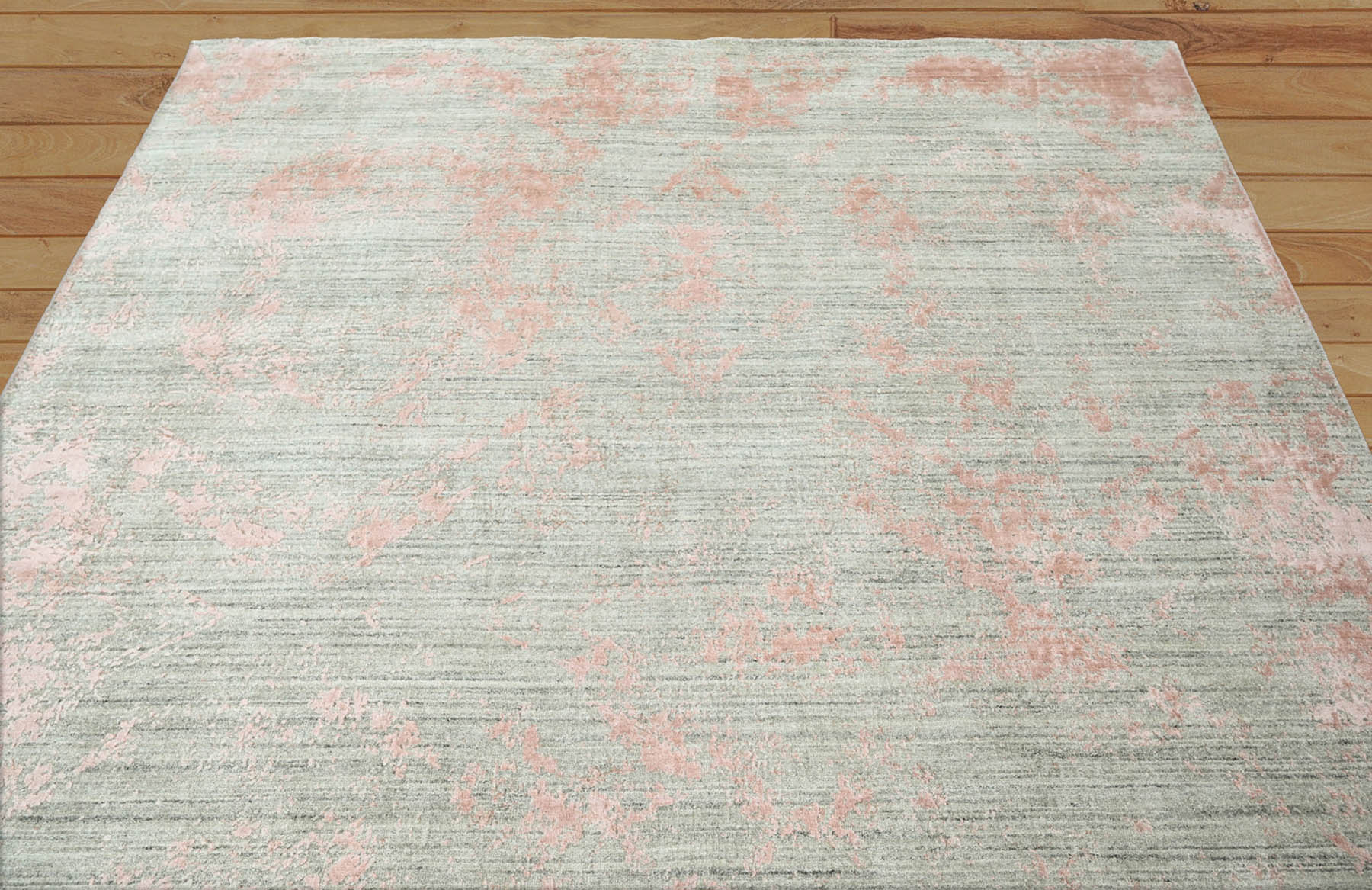 7' 10"x9' 8'' Gray Blush Color Hand Knotted  Wool/Bamboo Silk Transitional Oriental Area Rug