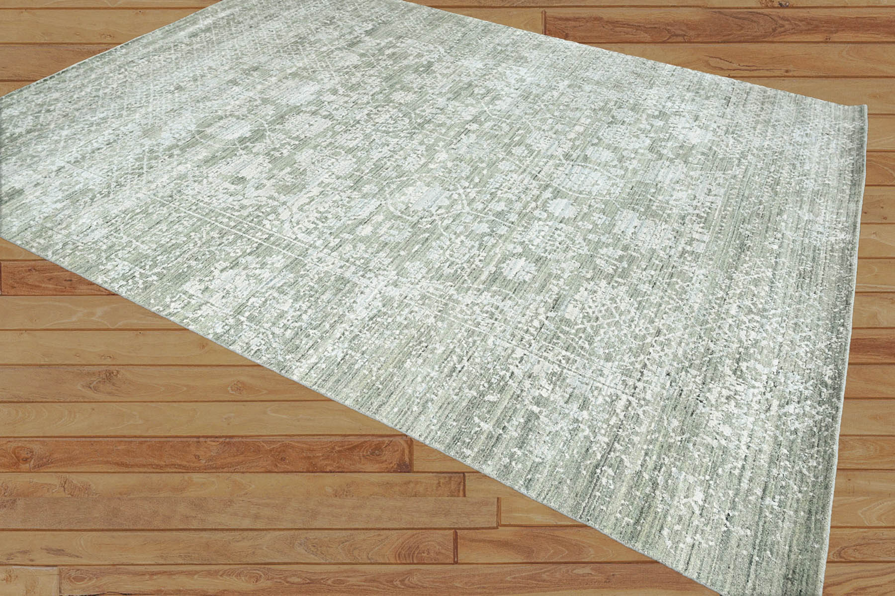 8x10 Gray, Beige Hand Knotted 100% Wool Modern & Contemporary Oriental Area Rug