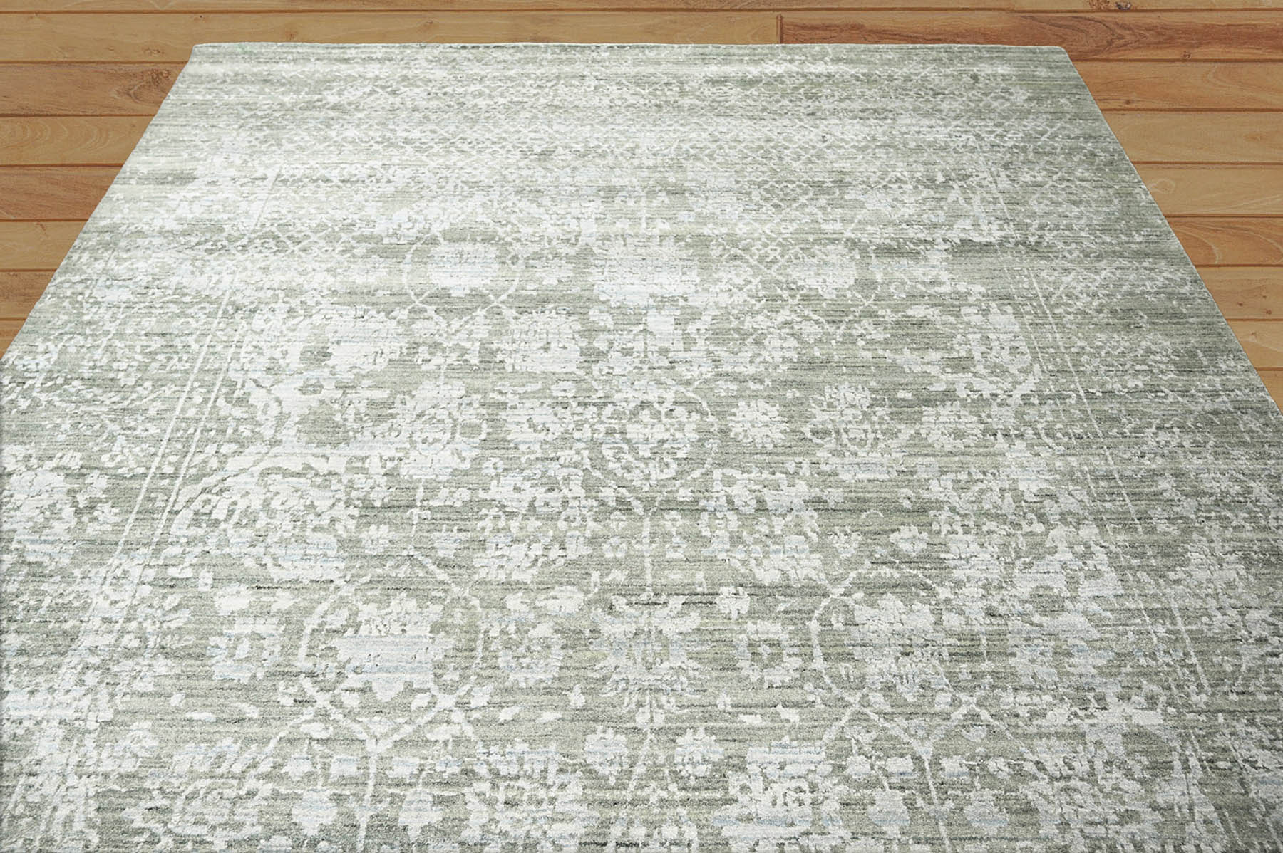 Peirce 8x10 Gray, Beige Hand Knotted 100% Wool Modern & Contemporary Oriental Area Rug