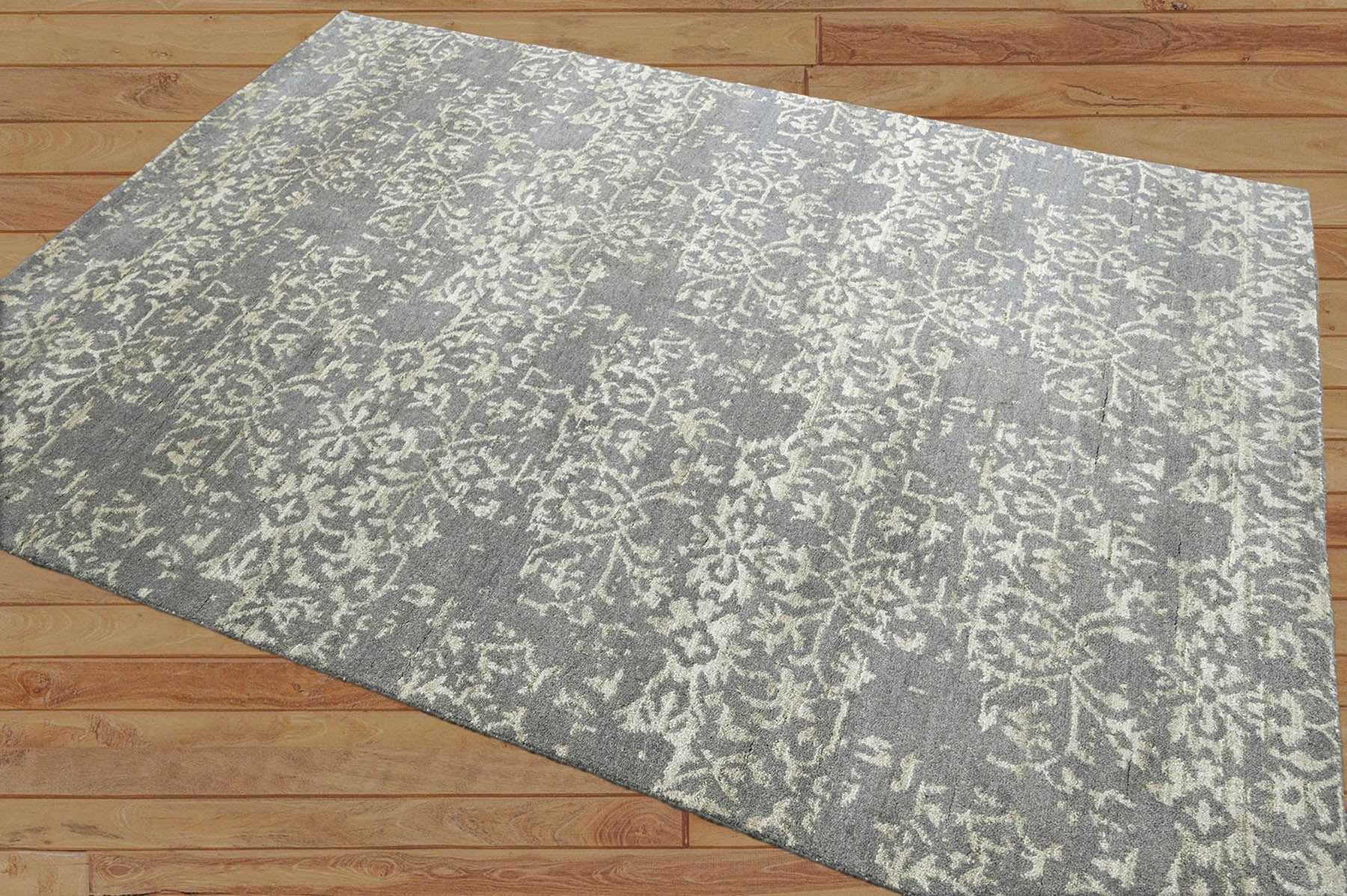 Xzavious 5x7 Gray LoomBloom Hand Knotted Transitional All-Over Tibetan 100% Wool Oriental Area Rug