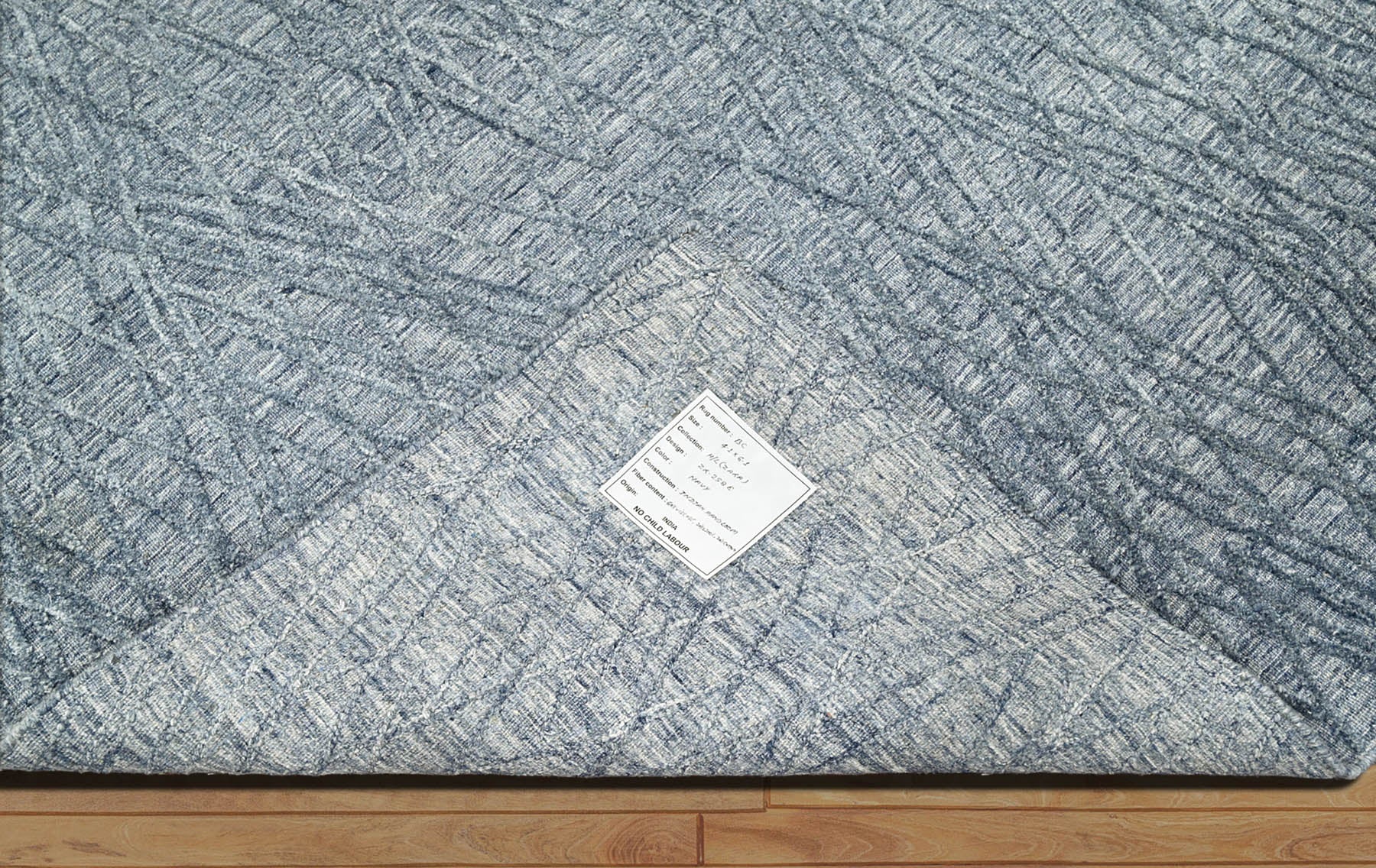 Kamar 4x6  Blue LoomBloom Hand Knotted Modern & Contemporary Textured Tibetan 100% Wool Oriental Area Rug