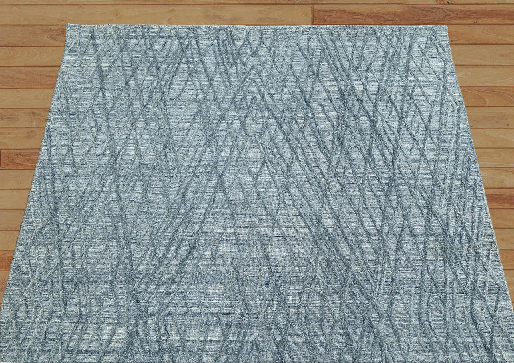 4x6  Blue LoomBloom Hand Knotted Modern & Contemporary Textured Tibetan 100% Wool Oriental Area Rug