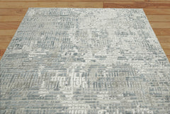 Multi Size Tone On Tone Gray Hand Knotted Tibetan Wool/Bamboo Silk Modern & Contemporary Oriental Area Rug