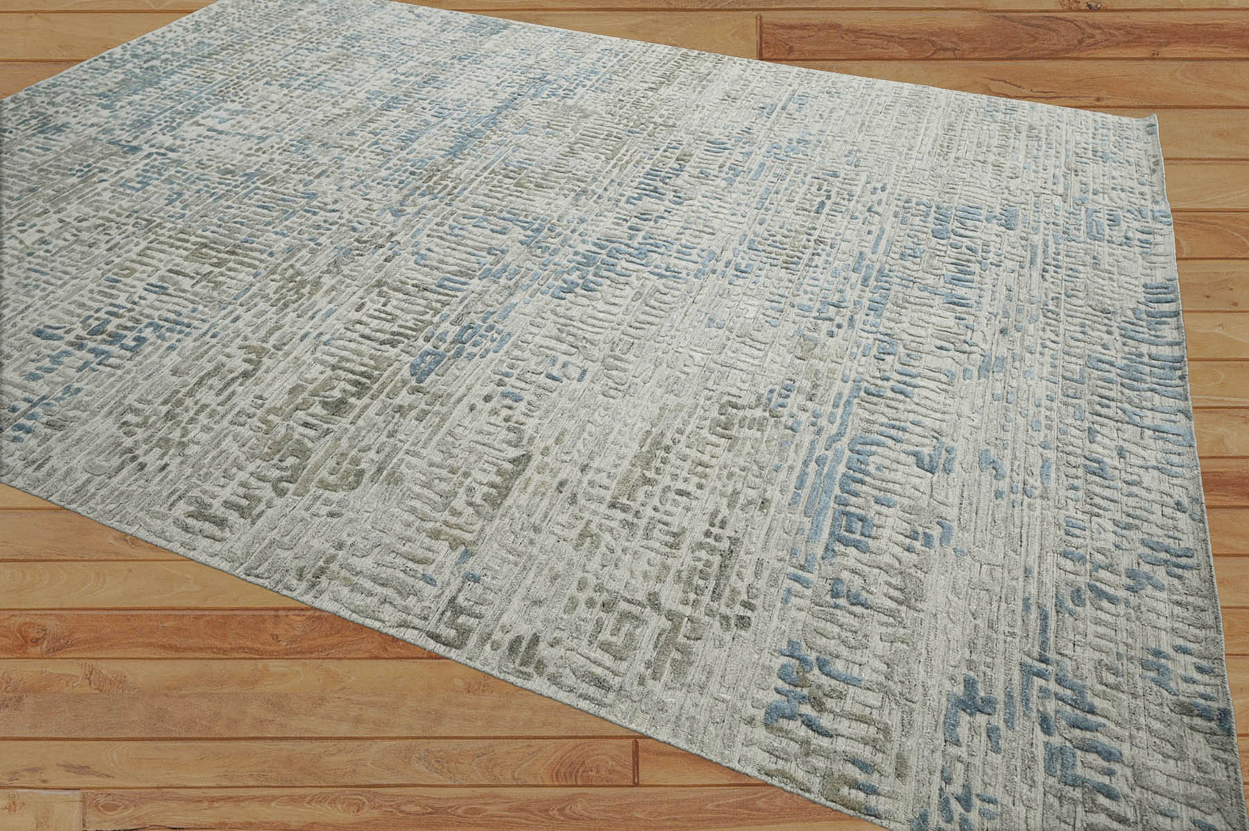 Multi Size Gray,Beige Hand Knotted Tibetan Wool/Bamboo Silk Modern & Contemporary Oriental Area Rug