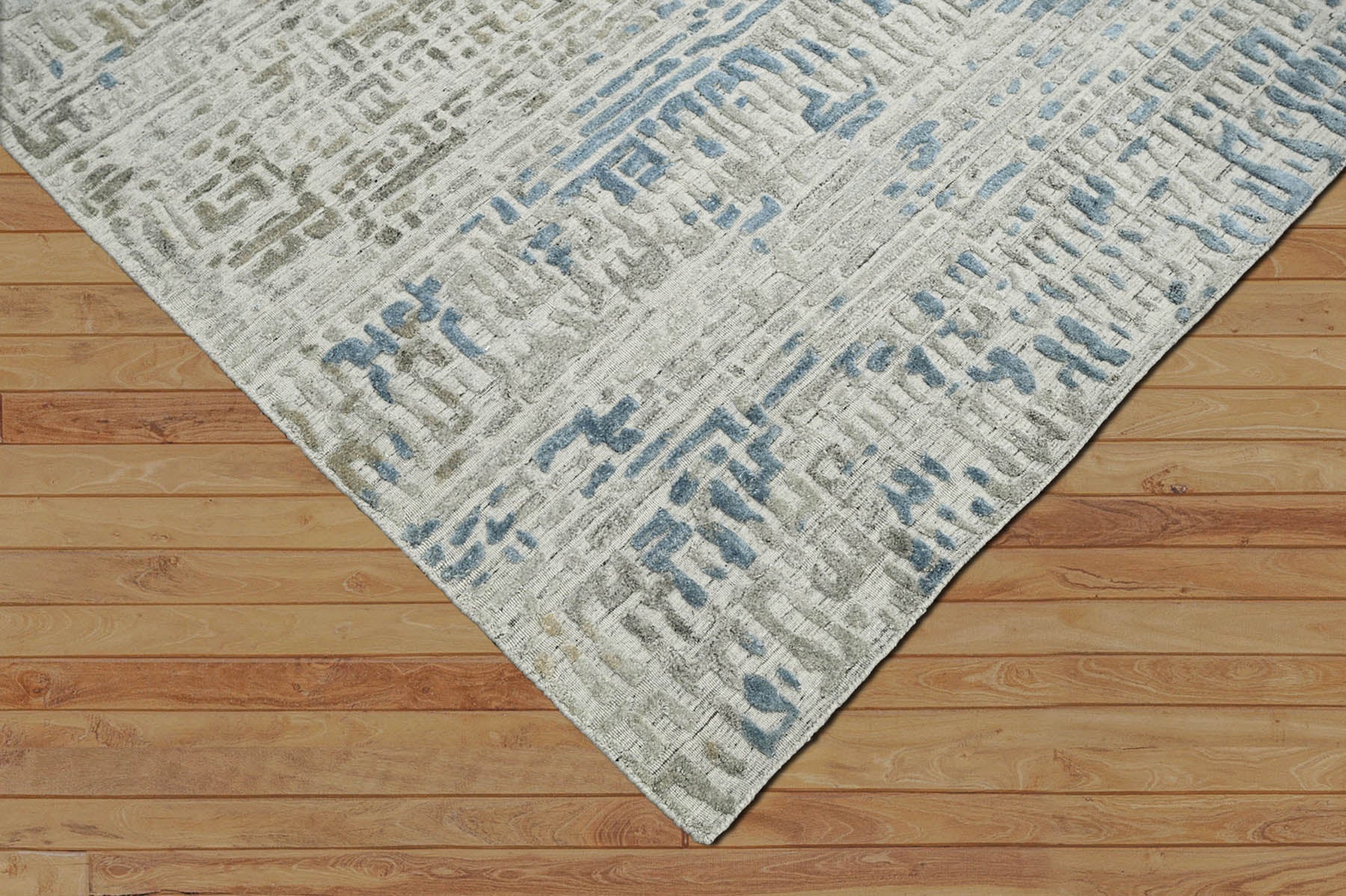 Multi Size Gray,Beige Hand Knotted Tibetan Wool/Bamboo Silk Modern & Contemporary Oriental Area Rug