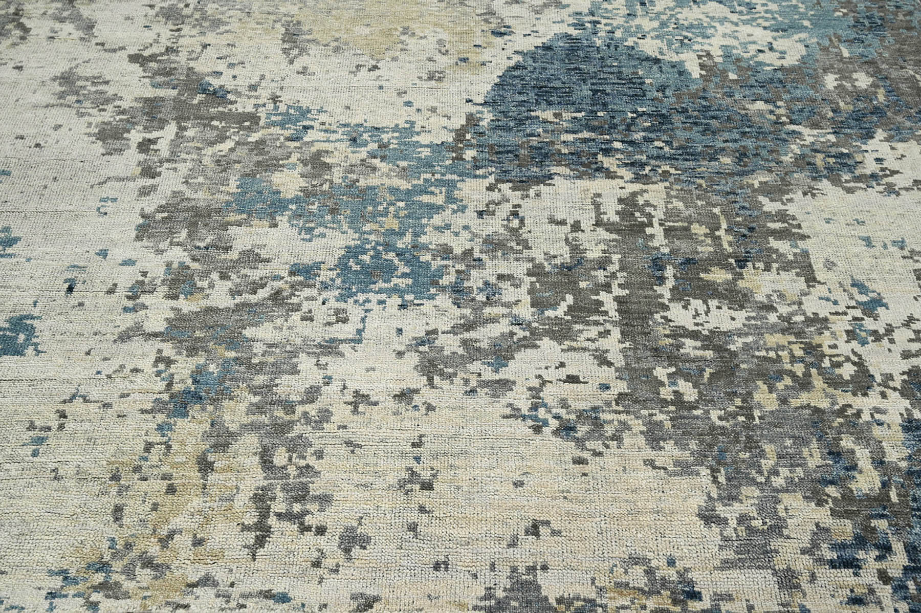 Multi Size Gray,Beige Hand Knotted Tibetan 100% Wool Modern Abstract Oriental Area Rug