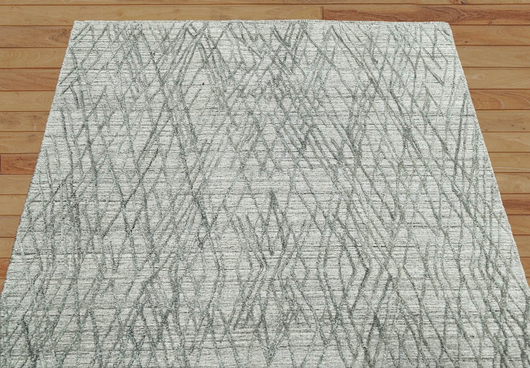 Staves 4x6 Tone on Tone Gray Hand Knotted 100% Wool Modern & Contemporary Oriental Area Rug