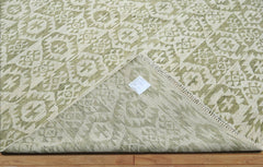 10x14 Beige, Green Hand Knotted Oushak 100% Wool Southwestern Oriental Area Rug