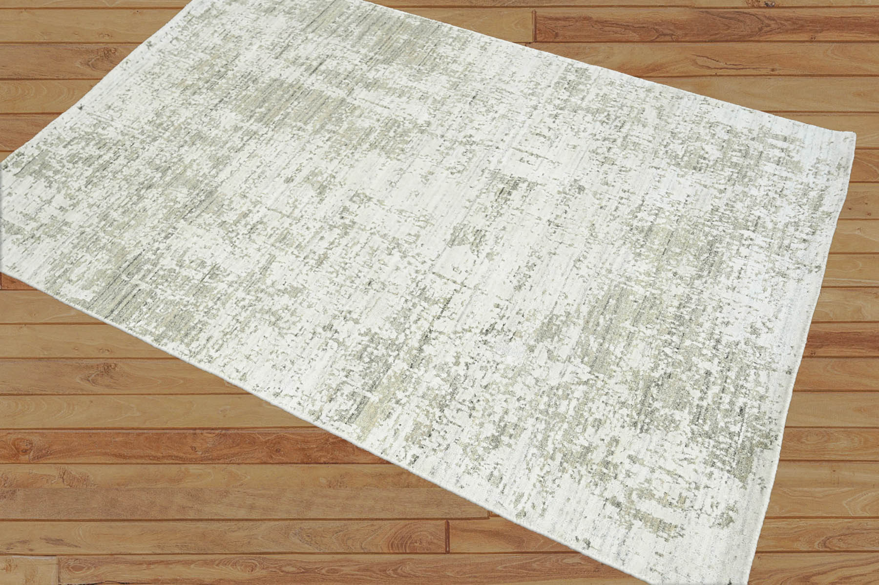 Fafa 4x6 Beige, Gray Hand Knotted 100% Wool Modern & Contemporary Oriental Area Rug