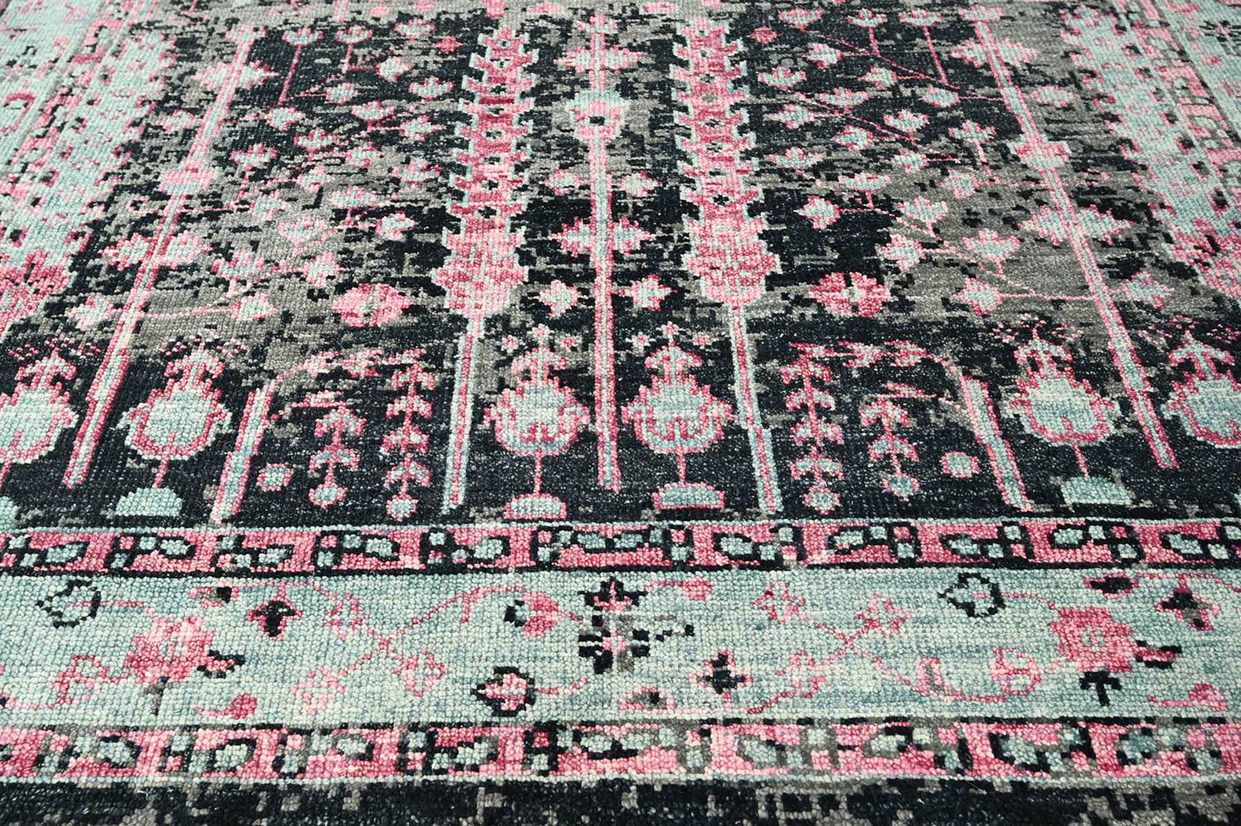 Multi Size Black, Gray Hand Knotted Arts & Crafts 100% Wool Turkish Oushak Traditional Oriental Area Rug