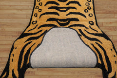 Gailord 2x3 Hand Tufted Hand Made 100% Wool Tiger Novelty Oriental Area Rug Gold, Black Color