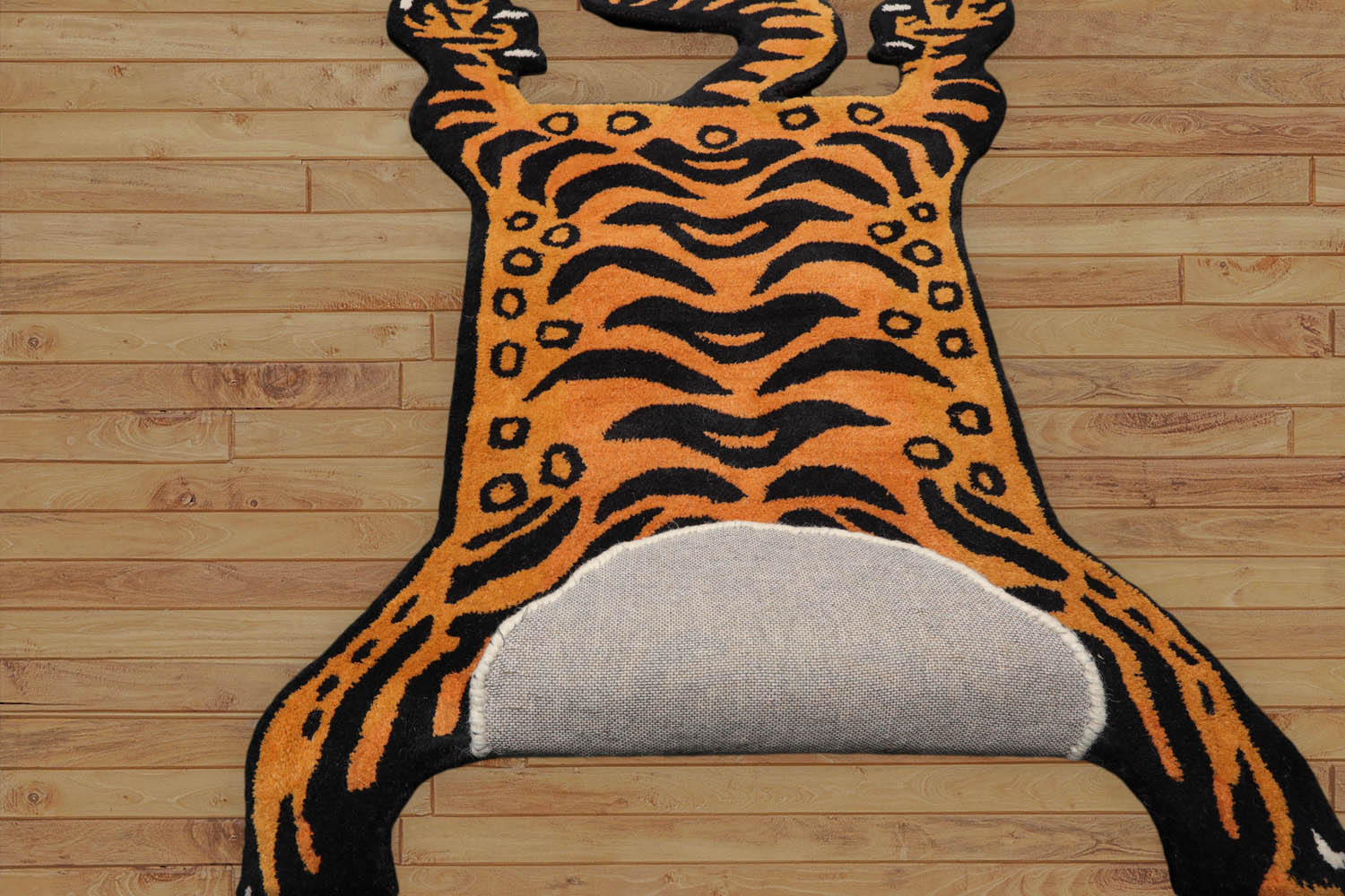 Faheema 3x5 Hand Tufted Hand Made 100% Wool Tiger Novelty Oriental Area Rug Orange, Gold Color