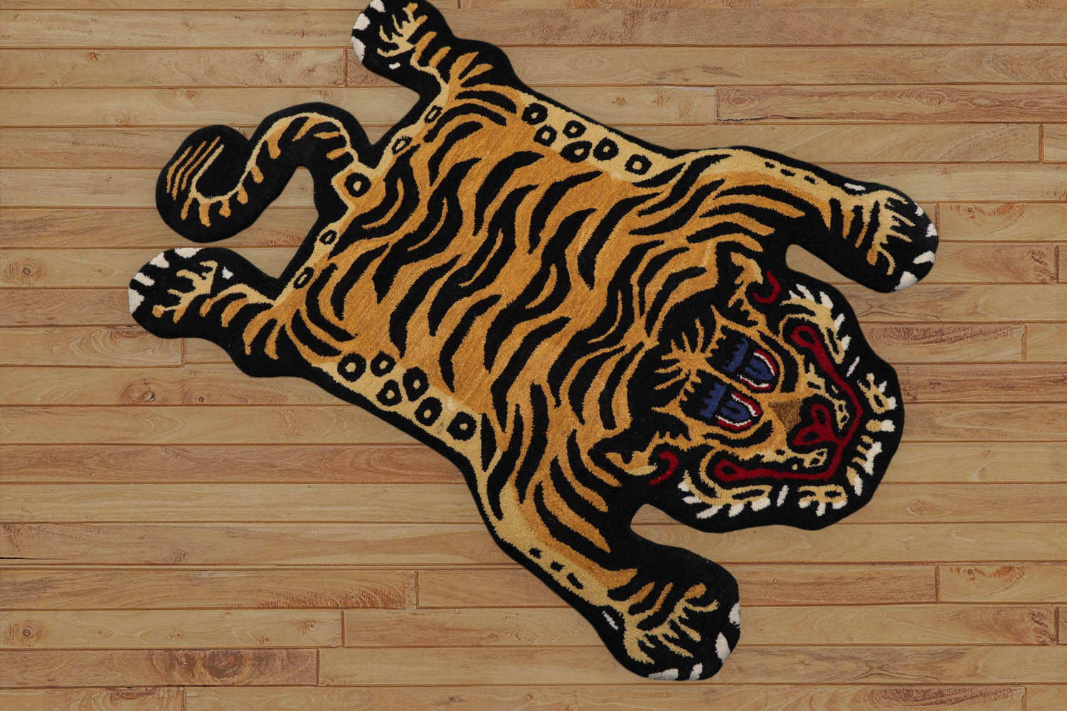 Coulmann 3x5 Hand Tufted Hand Made 100% Wool Tiger Novelty Oriental Area Rug Gold, Black Color