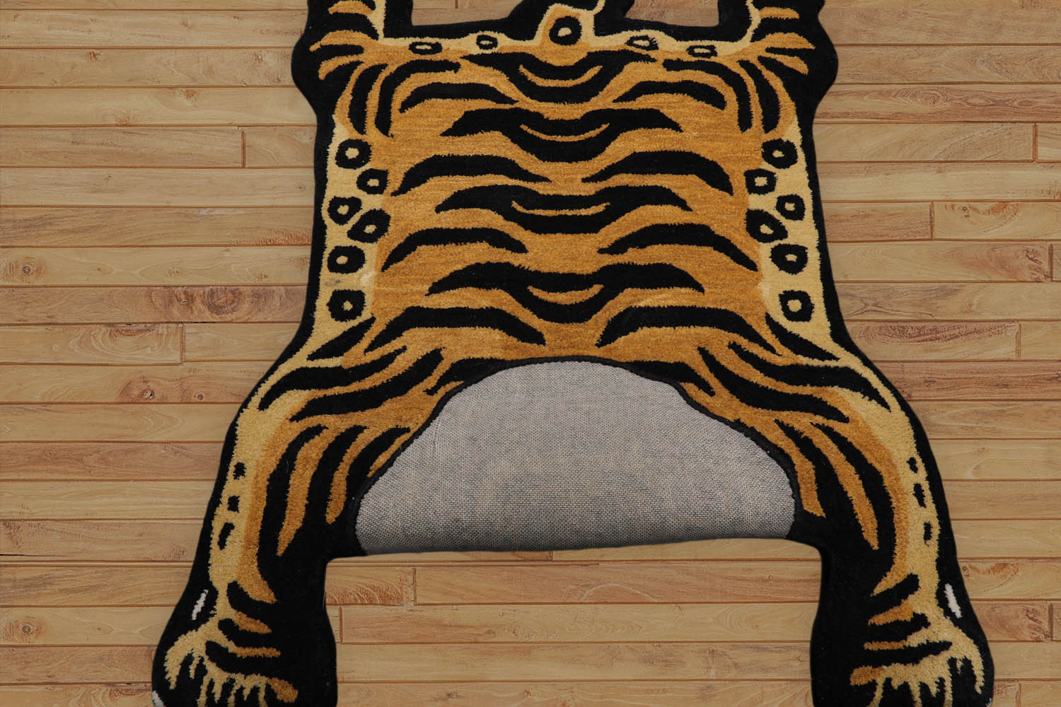 Coulmann 3x5 Hand Tufted Hand Made 100% Wool Tiger Novelty Oriental Area Rug Gold, Black Color
