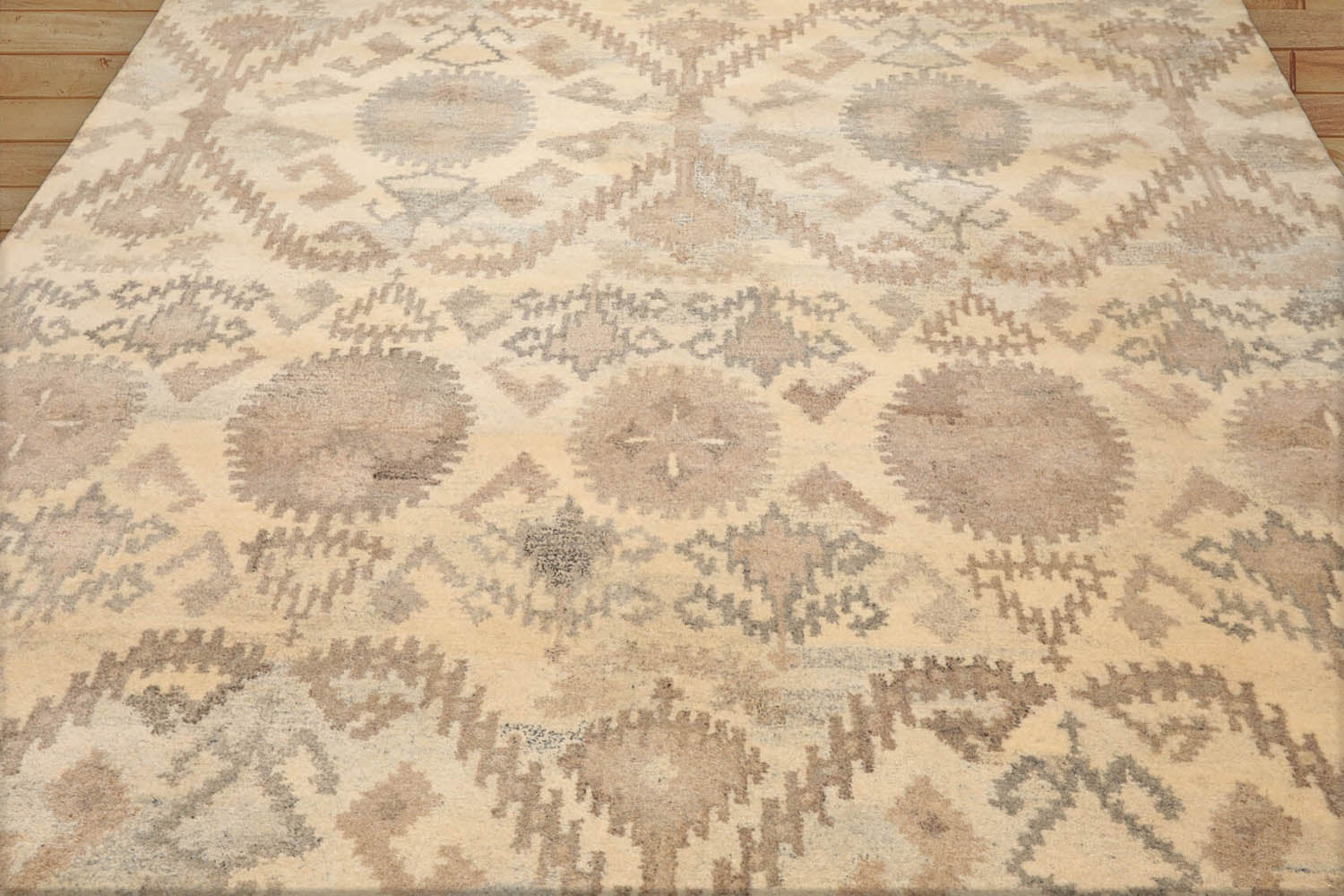 Taylortown 8x10 Hand Tufted Hand Made 100% Wool Ikat Modern & Contemporary Oriental Area Rug Beige, Gray Color