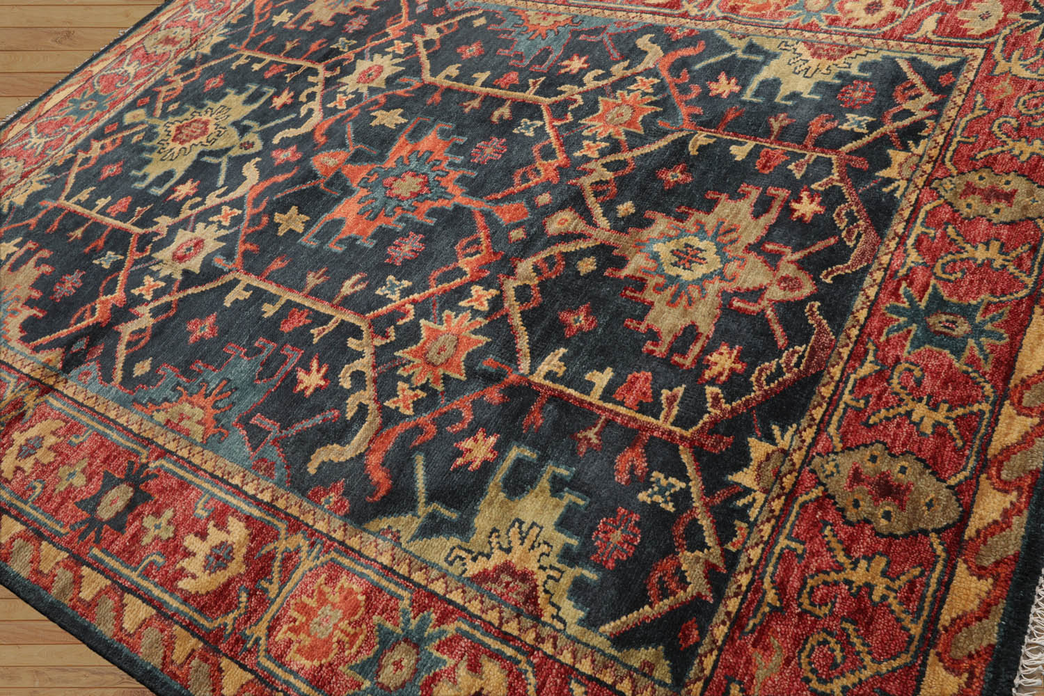 Multi Size Blue, Coral Hand Knotted Muted Turkish Oushak 100% Wool Arts and Craft Traditional Oriental Area Rug