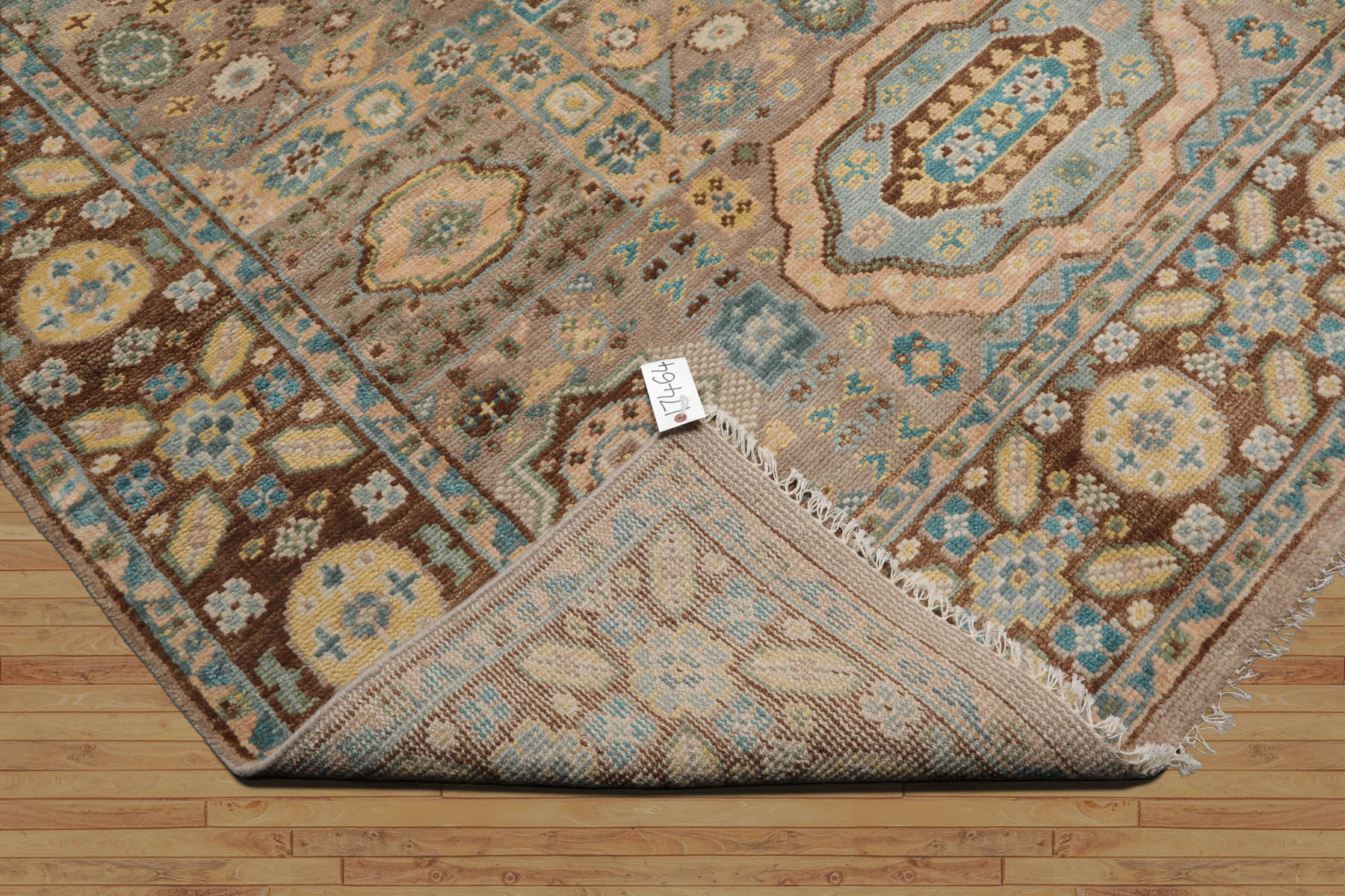 8' x10'  Taupe Teal Gold Color Hand Knotted All-Over 100% Wool Traditional Oriental Rug