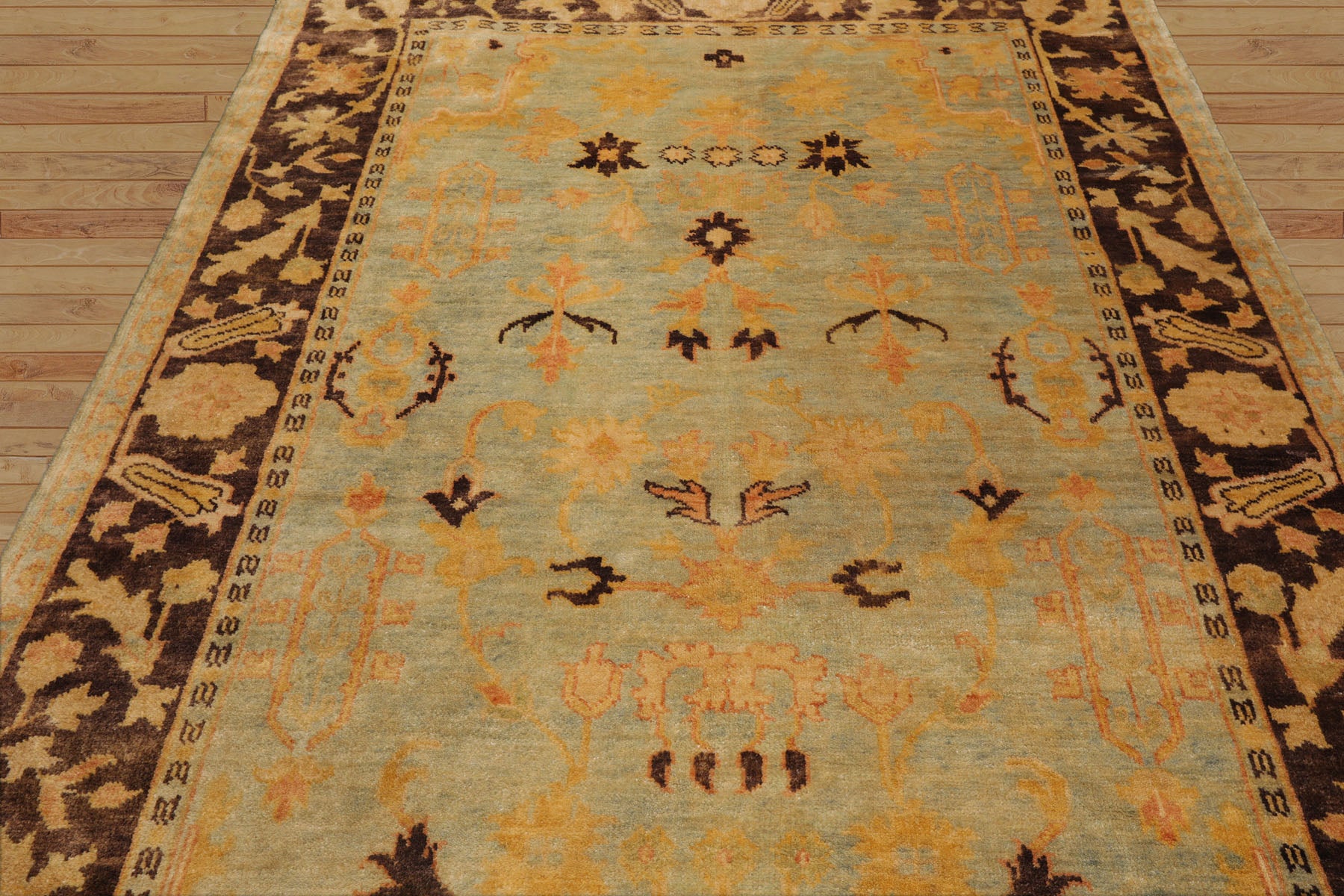 Delp 6x9 Aqua, Chocolate Hand Knotted Oushak 100% Wool Oushak Traditional Oriental Area Rug Pale