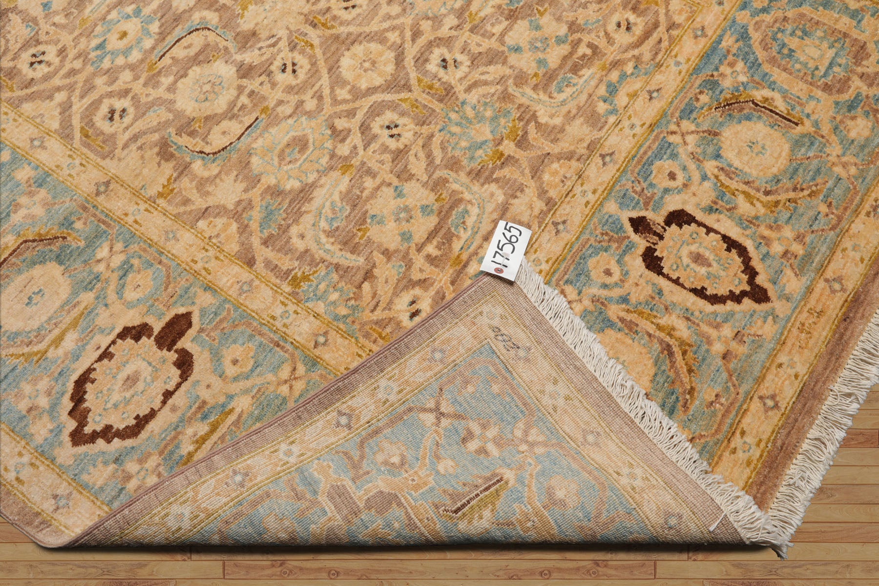 6x9 Taupe, Aqua, Brown Color Hand Knotted All-Over 100% Wool Traditional Oriental Rug