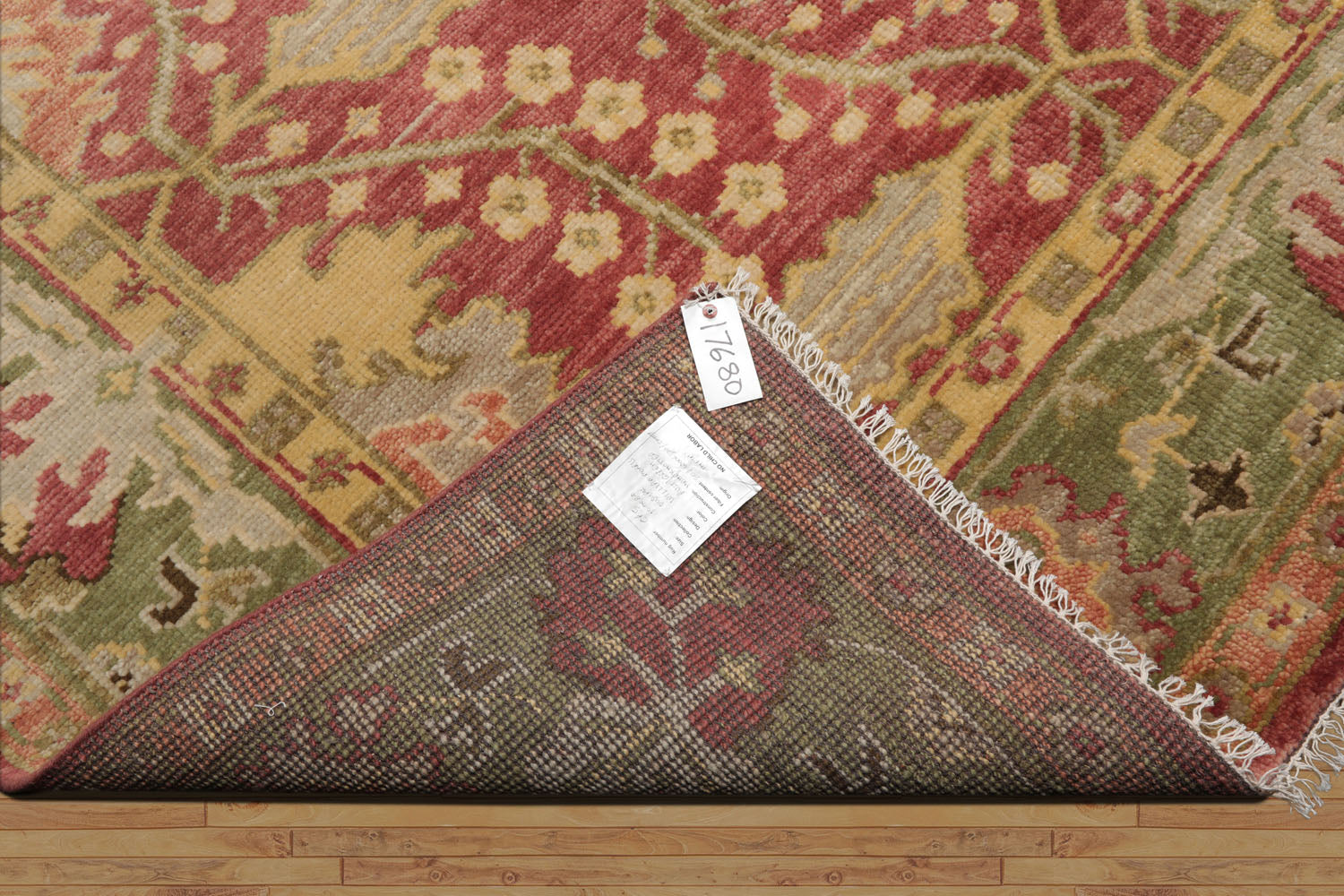 Multi Size Raspberry, Green Hand Knotted Oushak 100% Wool William Morris Arts & Crafts Oriental Area Rug