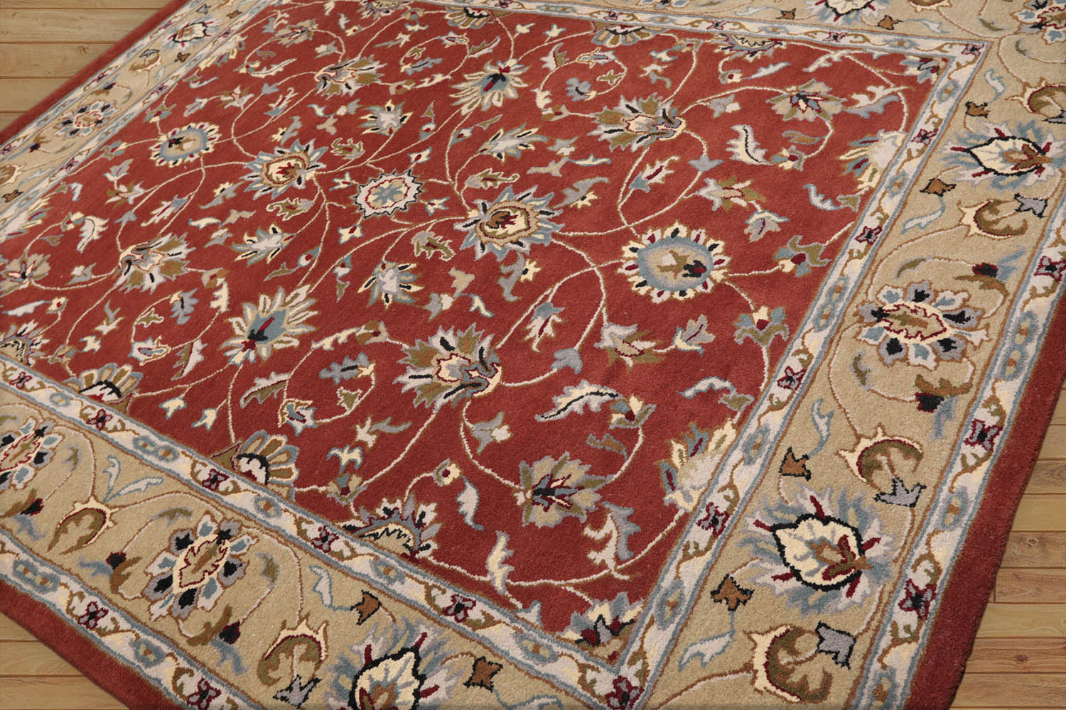 Verduzco 8x10 Hand Tufted 100% Wool Kashan Traditional Oriental Area Rug Rust, Pistacchio Color