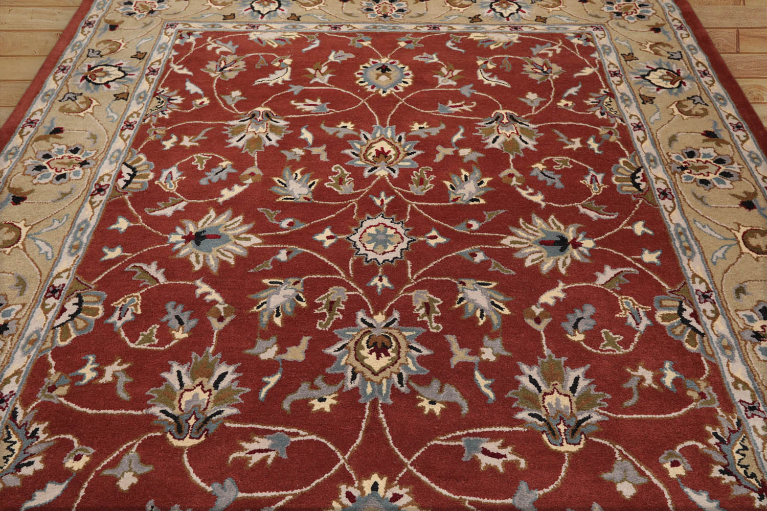 Verduzco 8x10 Hand Tufted 100% Wool Kashan Traditional Oriental Area Rug Rust, Pistacchio Color
