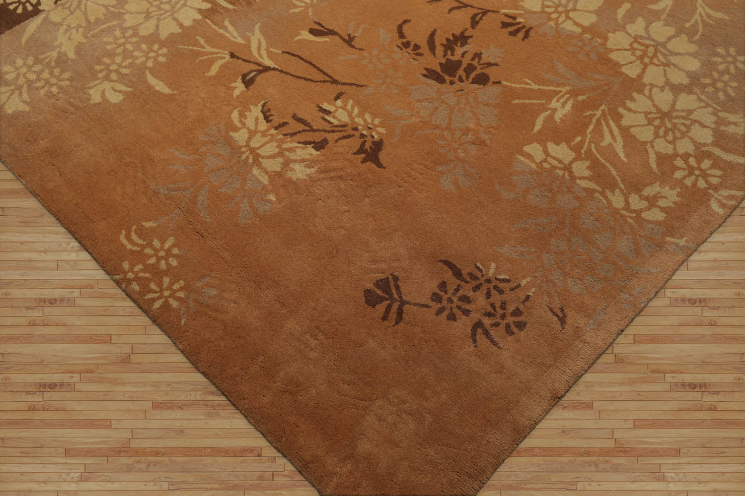 Surgoinsville 8x10 Hand Tufted Hand Made 100% Wool Botanical Transitional Oriental Area Rug Brown, Tan Color