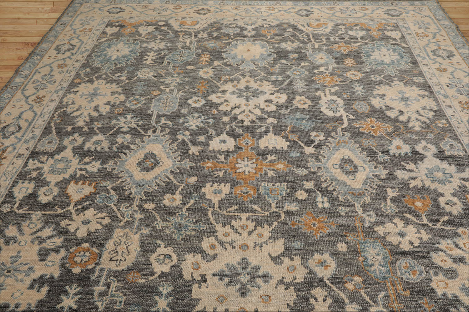 Aasia 9x12 Hand Knotted Muted Turkish Oushak 100% Wool Traditional Oriental Area Rug Gray, Beige Color