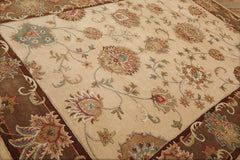 Soares 8x11 Hand Tufted Hand Made 100% Wool Oushak Traditional Oriental Area Rug Beige, Brown Color