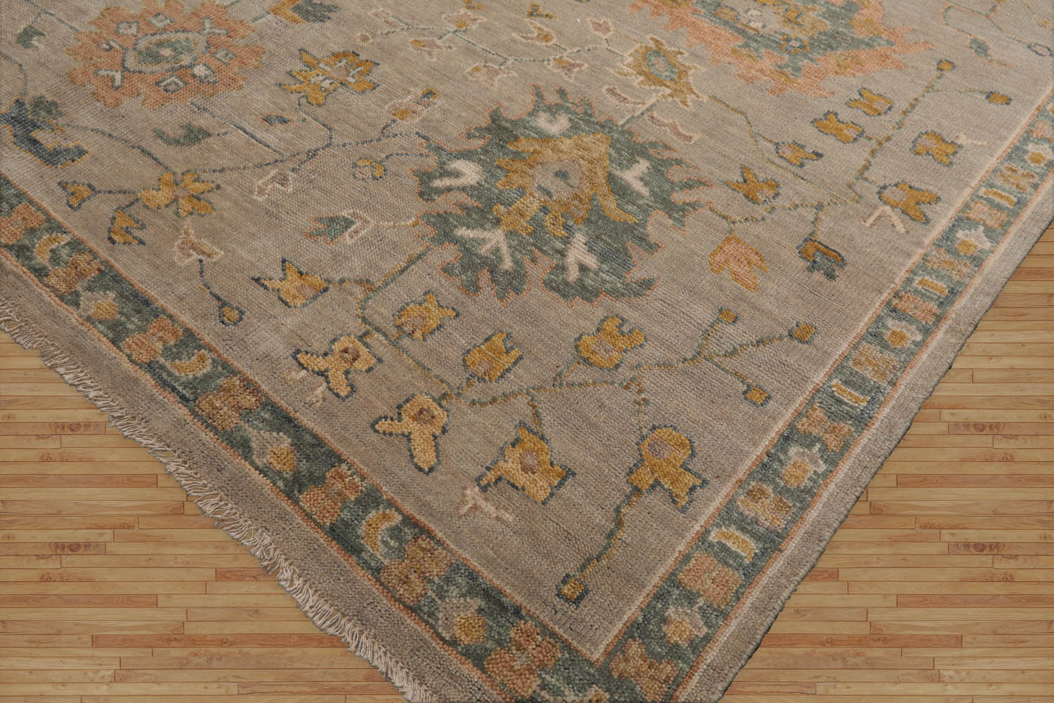 Terramuggus 8x10 Hand Knotted Muted Turkish Oushak 100% Wool Traditional Oriental Area Rug Taupe, Peach Color