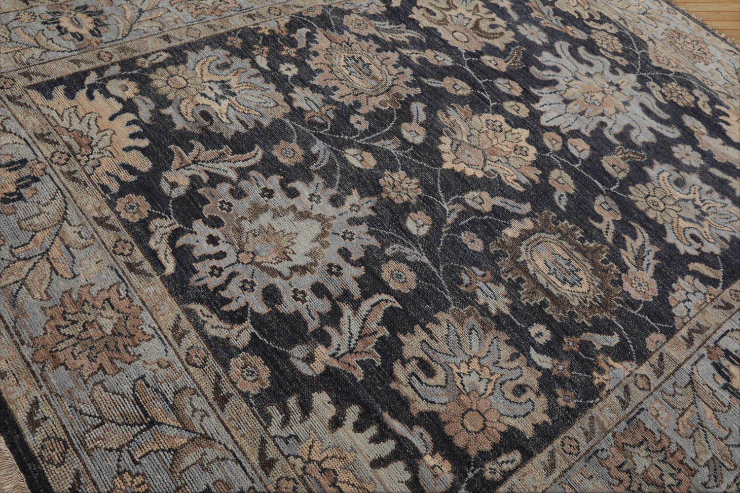 Thompsonville 8x10 Hand Knotted Muted Turkish Oushak 100% Wool  Traditional  Oriental Area Rug Grayish Blue,Beige Color