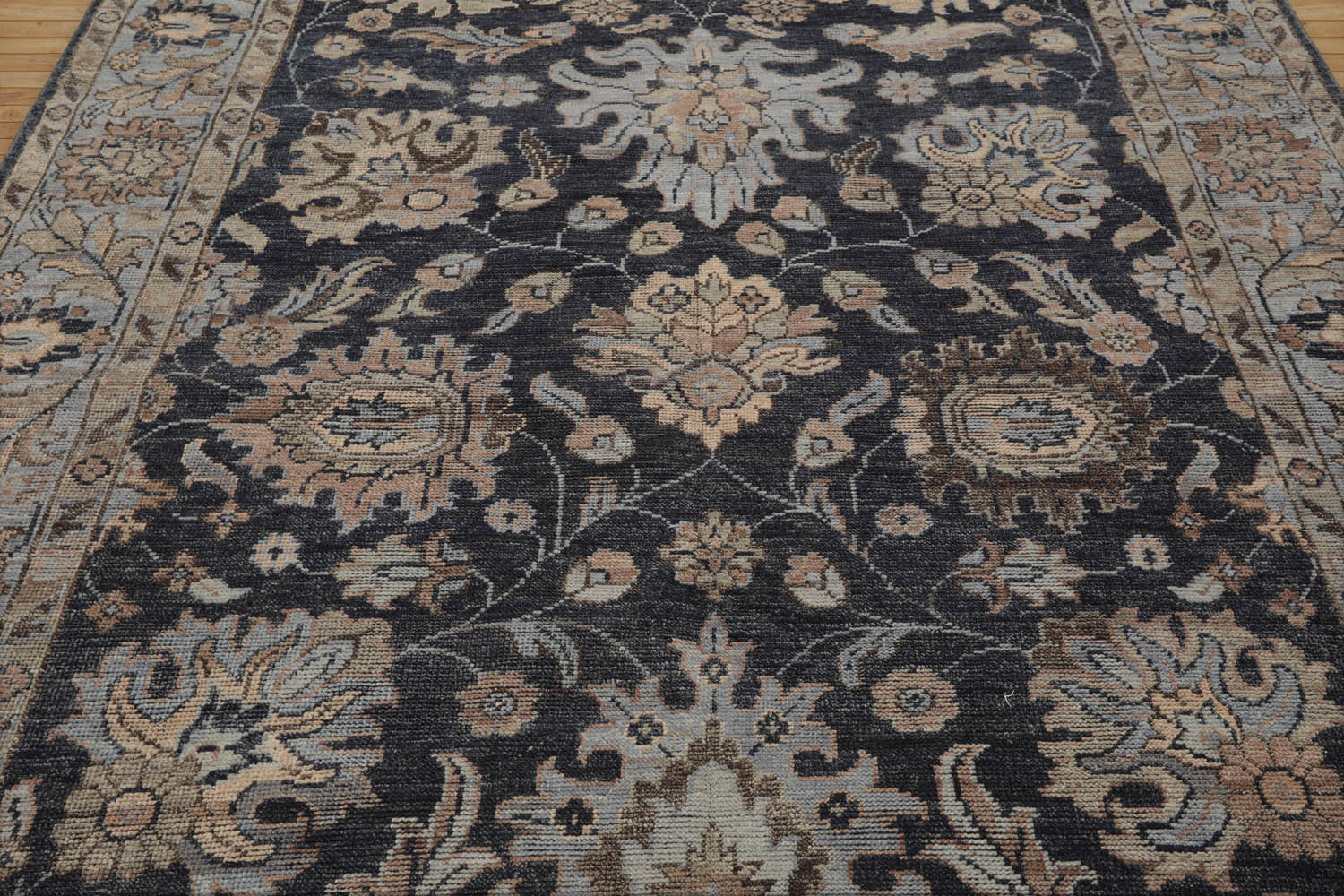Thompsonville 8x10 Hand Knotted Muted Turkish Oushak 100% Wool  Traditional  Oriental Area Rug Grayish Blue,Beige Color
