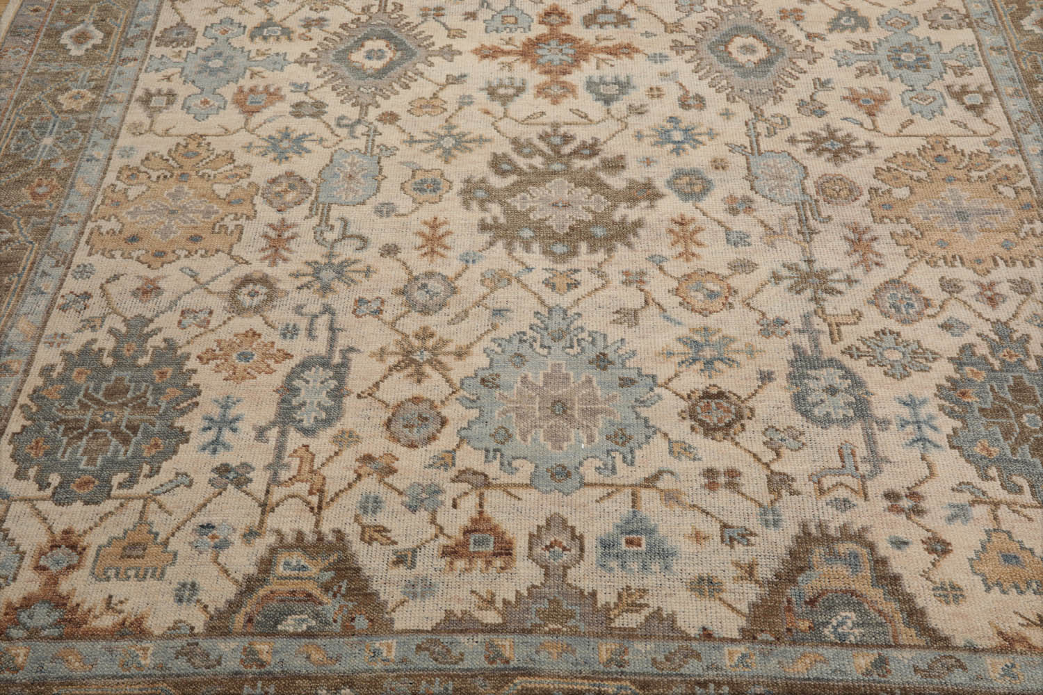 Tidworth 8x10 Hand Knotted Muted Turkish Oushak 100% Wool Traditional Oriental Area Rug Beige, Brown Color