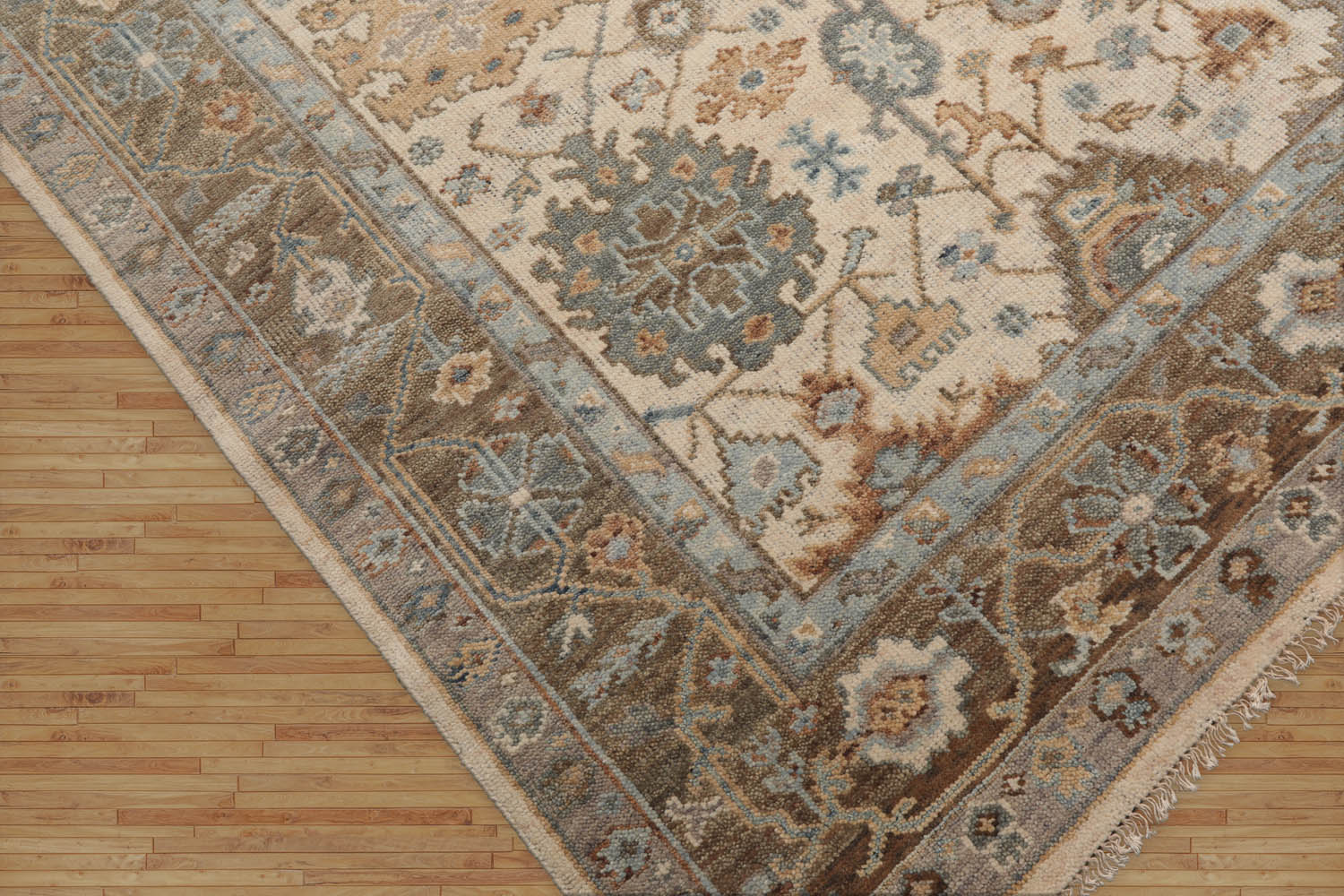 Tidworth 8x10 Hand Knotted Muted Turkish Oushak 100% Wool Traditional Oriental Area Rug Beige, Brown Color
