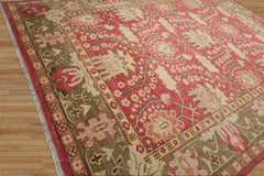 Multi Size Raspberry, Sage Hand Knotted LoomBloom Muted Turkish Oushak 100% Wool Traditional Oriental Area Rug