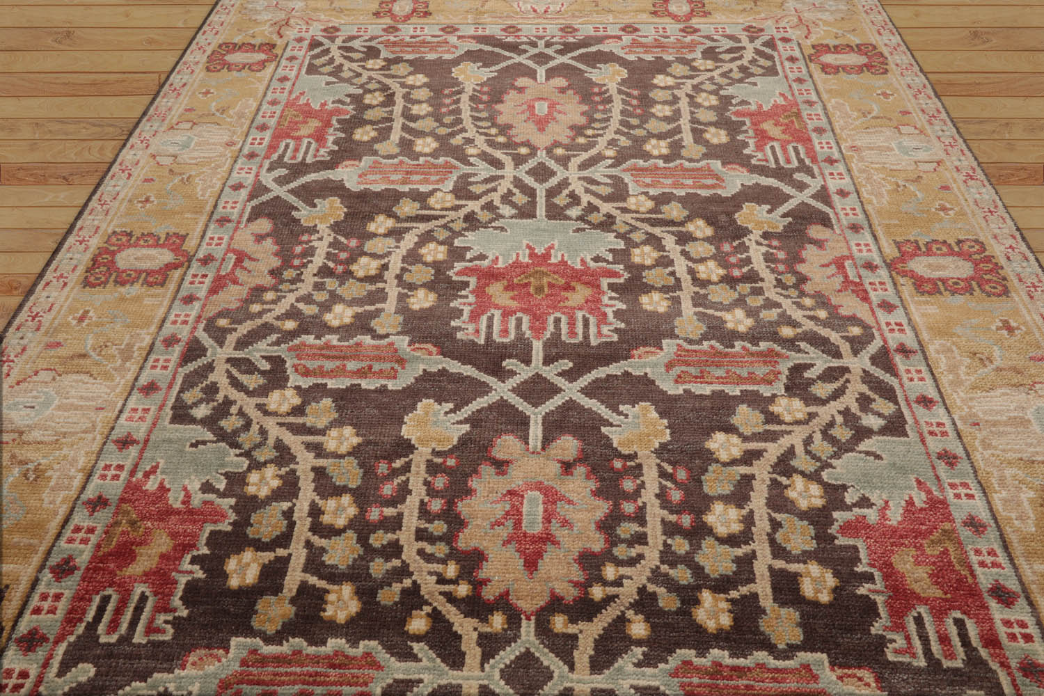 Multi Size Brown, Mustard Hand Knotted LoomBloom Muted Turkish Oushak 100% Wool Traditional Oriental Area Rug