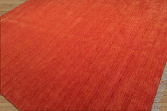 Credle 8x10 Hand Knotted Handmade wool Plain Solid Minimalist Area Rug Burnt Orange