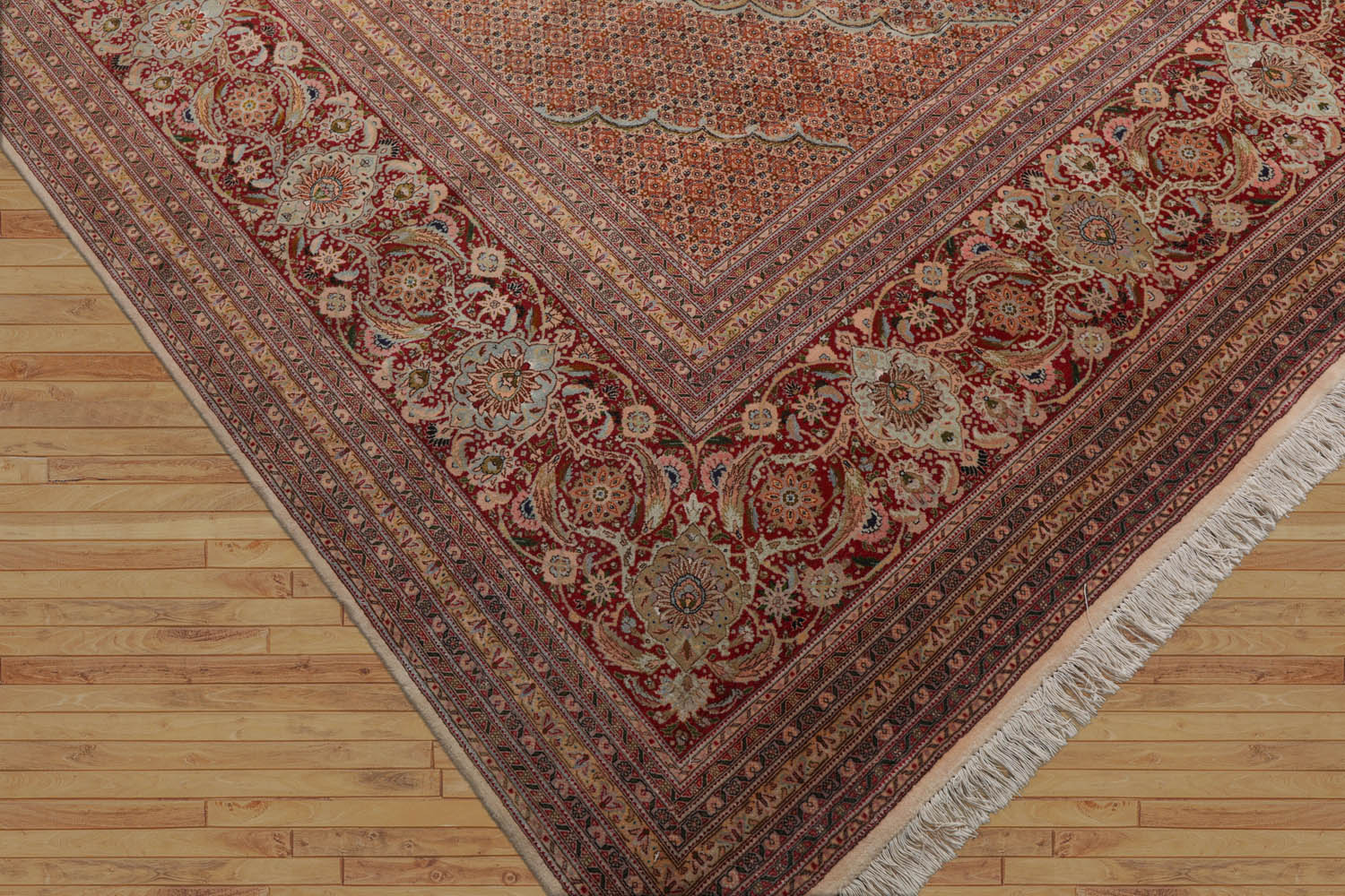 Penix Palace Hand Knotted Persian Wool and Silk  Traditional  Oriental Area Rug Beige,Rust Color