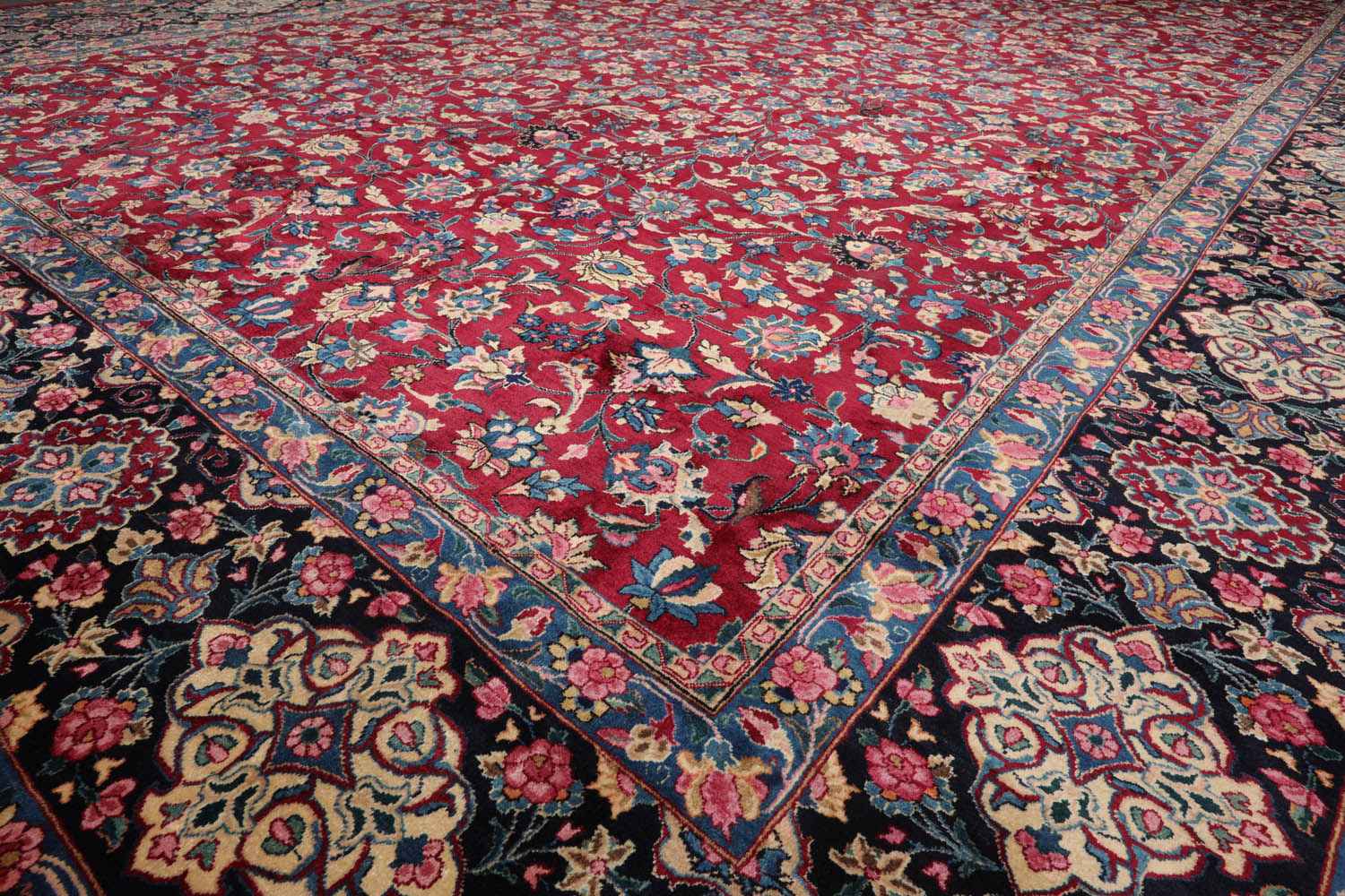 Hadfield Palace Hand Knotted Persian 100% Wool  Traditional Mashad 200 kpsi Palace Oriental Area Rug Burgundy,Navy Color