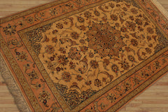 Annunzio 3x5 Hand Knotted 100% Wool Traditional Isfahan with 400 KPSI Oriental Area Rug Gold, Peach Color