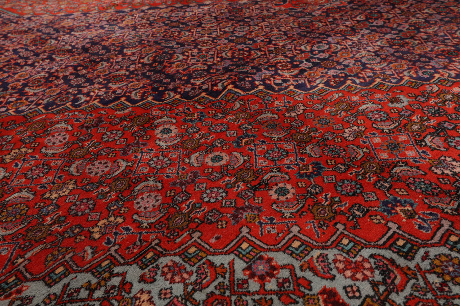 Lubien 10x14 Hand Knotted 100% Wool Vintage Bidjar Traditional Oriental Area Rug Navy, Orange Color