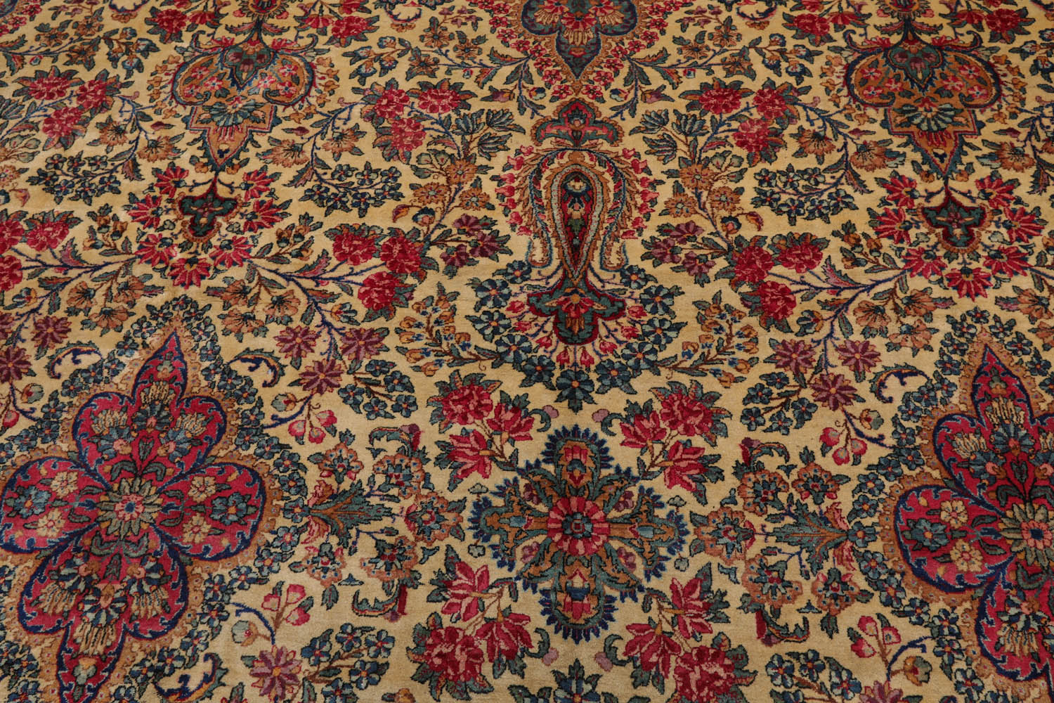 Tidioute Palace Hand Knotted 100% Wool Traditional Antique Palace Isfahan 300 KPSI Oriental Area Rug Ivory, Blue Color