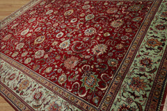 Daisja 10x14 Hand Knotted 100% Wool Tabriz Traditional Oriental Area Rug Red, Mint Color