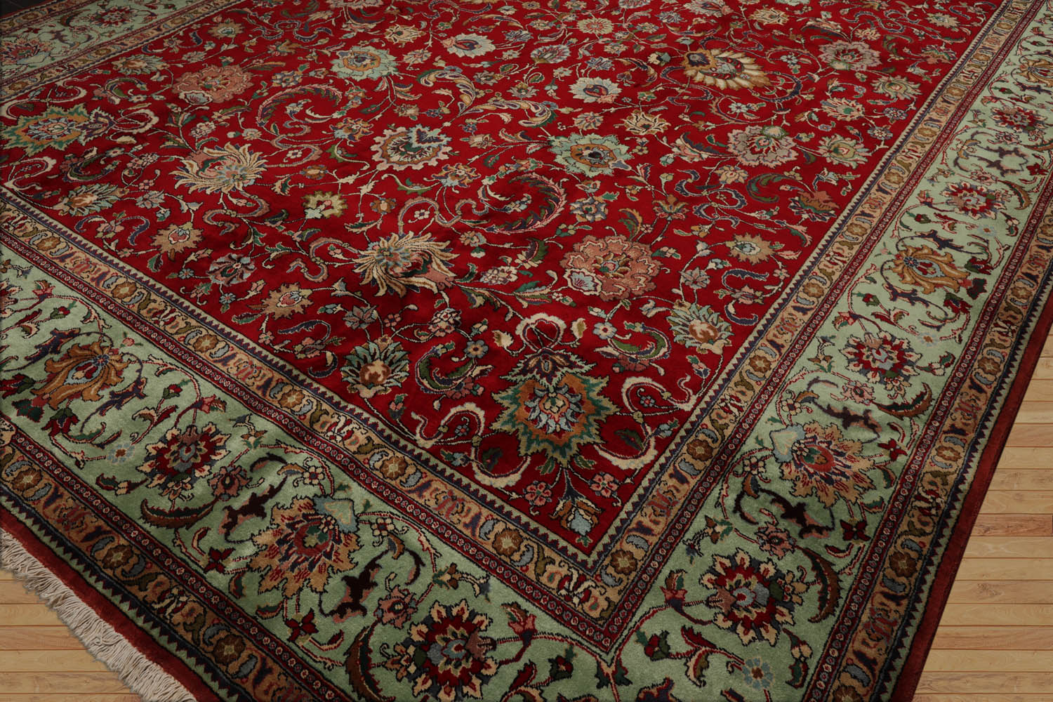 Daisja 10x14 Hand Knotted 100% Wool Tabriz Traditional Oriental Area Rug Red, Mint Color