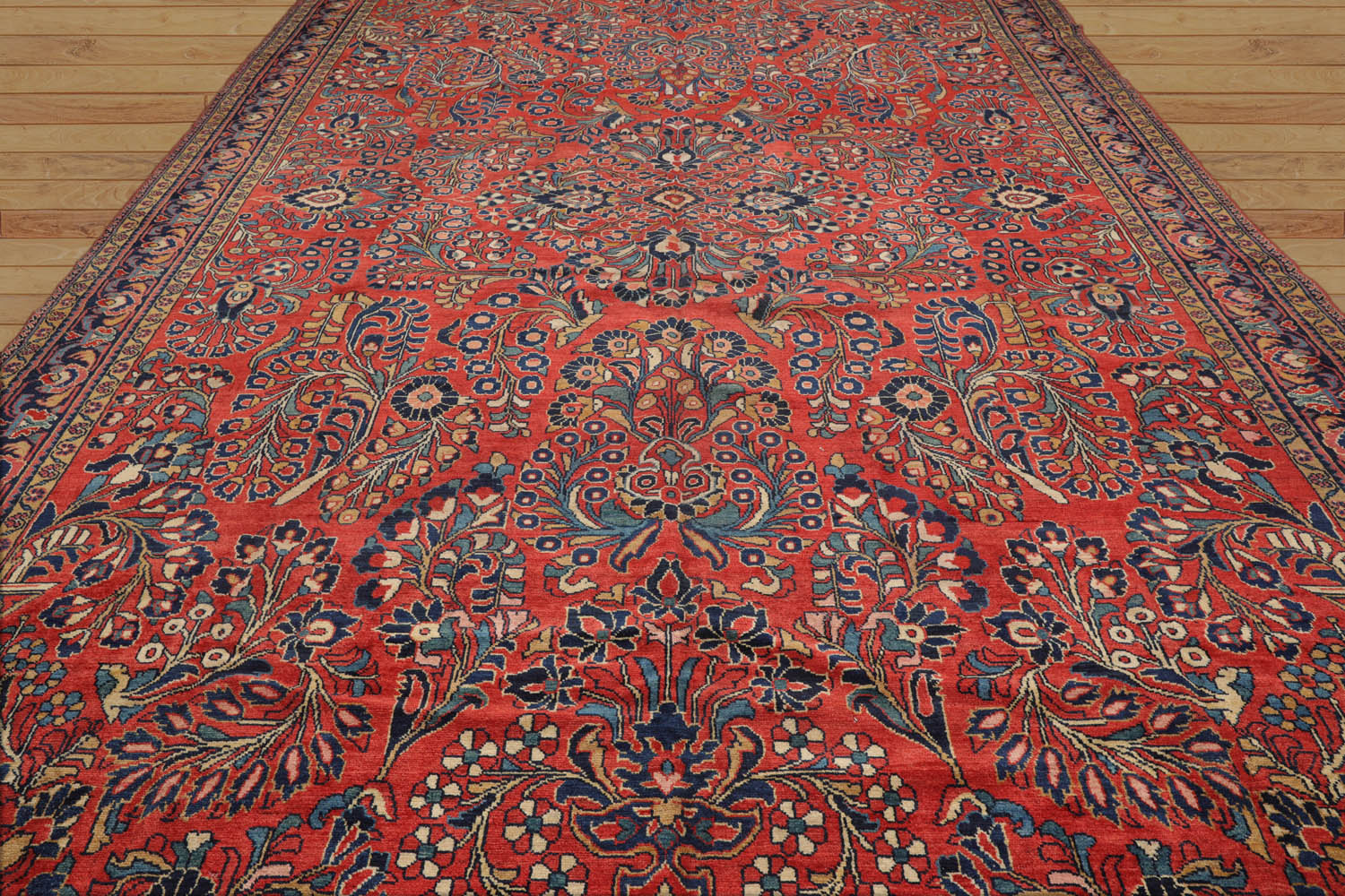 Kato Palace Hand Knotted 100% Wool Vintage Palace Lilihan Traditional Oriental Area Rug Burnt Orange, Navy Color