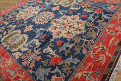 Gaila 10x14 Hand Knotted 100% Wool Turkish Oushak Arts & Crafts Oriental Area Rug Navy, Coral Color