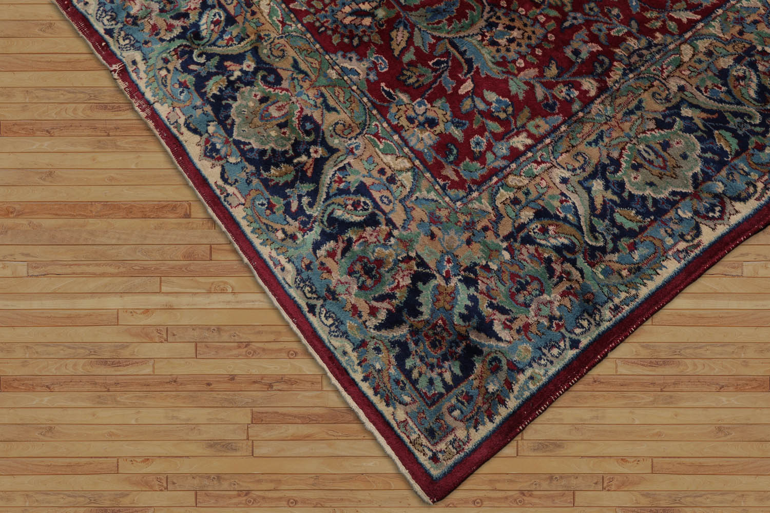 Jovonne 8x10 Hand Knotted 100% Wool Vintage Mashad Traditional Oriental Area Rug Maroon, Navy Color