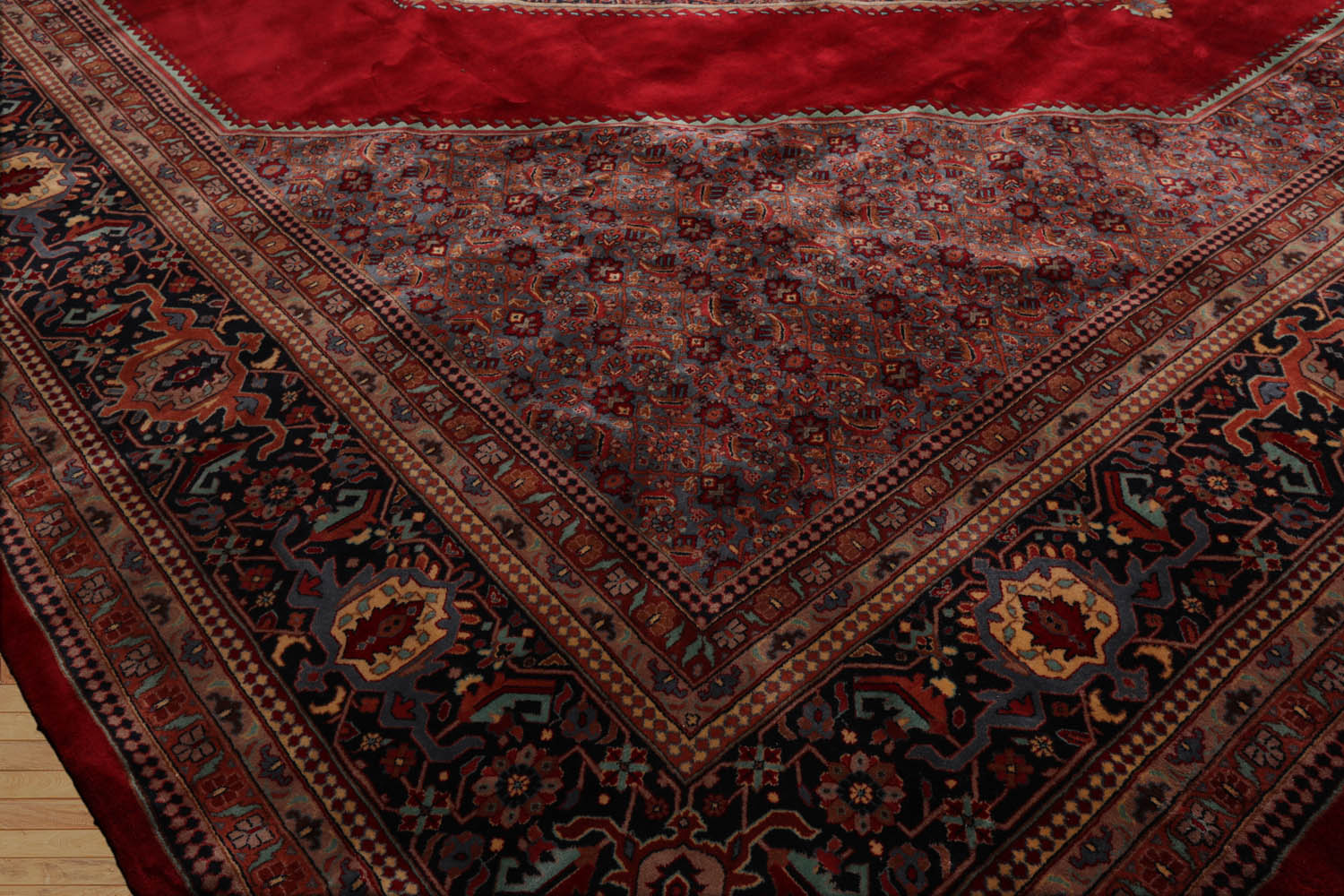 Aowyn Palace Hand Knotted Persian 100% Wool 250 KPSI Bidjar Traditional  Oriental Area Rug Cinnamon,Navy Color