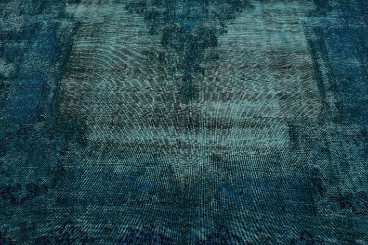 Enver 8x10 Hand Knotted 100% Wool Traditional Over dyed Distressed Oushak Designer Oriental Area Rug Aqua, Blue Color
